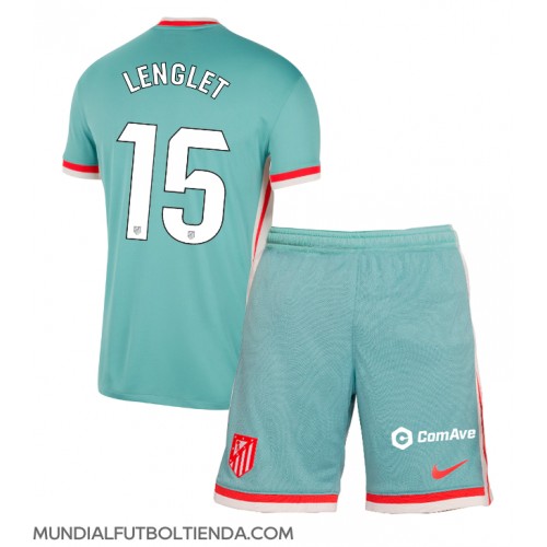 Camiseta Atletico Madrid Clement Lenglet #15 Segunda Equipación Replica 2024-25 para niños mangas cortas (+ Pantalones cortos)